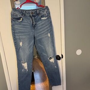 Maurices Light Blue Distressed Ankle Jeans